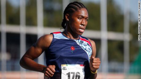South African middle-distance runner and 2016 Olympic gold medallist Caster Semenya competes in the women&#39;s 5000-meter final during the Sizwe Medical Fund Athletics South Africa Senior Track and Field Championships held at the Tuks Athletics Stadium in Pretoria on April 15, 2021. 