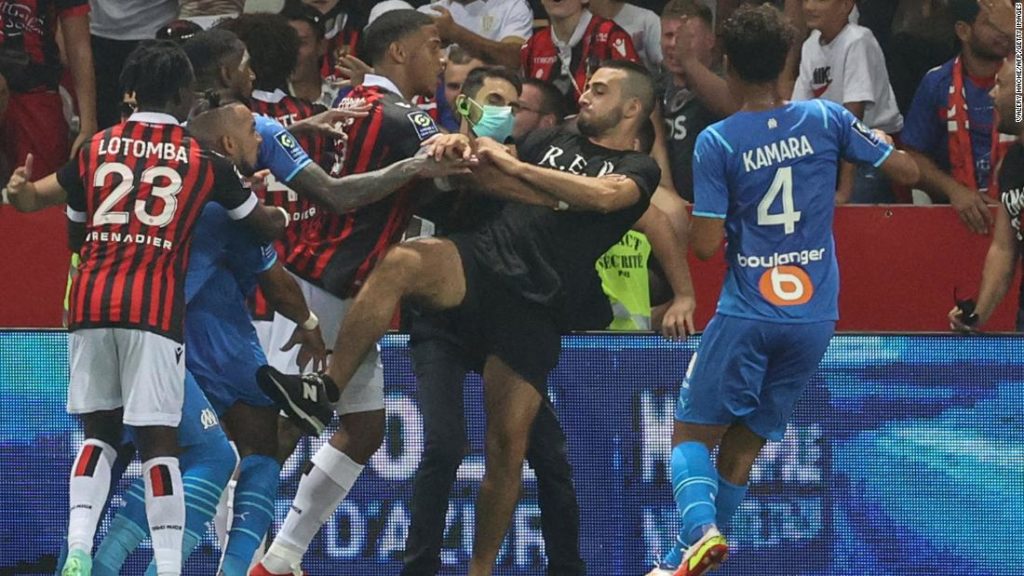 Nice vs. Marseille: French top-flight league match abandoned after fans invade pitch and clash with players