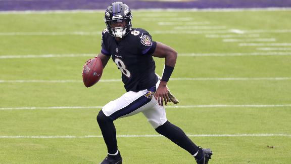 Baltimore Ravens quarterback Lamar Jackson drops back to pass against the Tennessee Titans on November 22, 2020. 