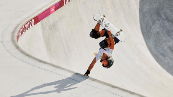 Brown started skateboarding at age three, teaching herself tricks by watching YouTube videos. 