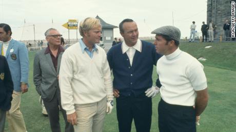 Nicklaus, Palmer and Player are pictured at the Open Championship in 1970 at St. Andrew&#39;s.