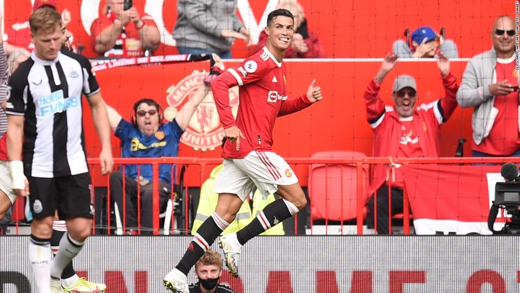 Cristiano Ronaldo scores two goals on his return to Manchester United