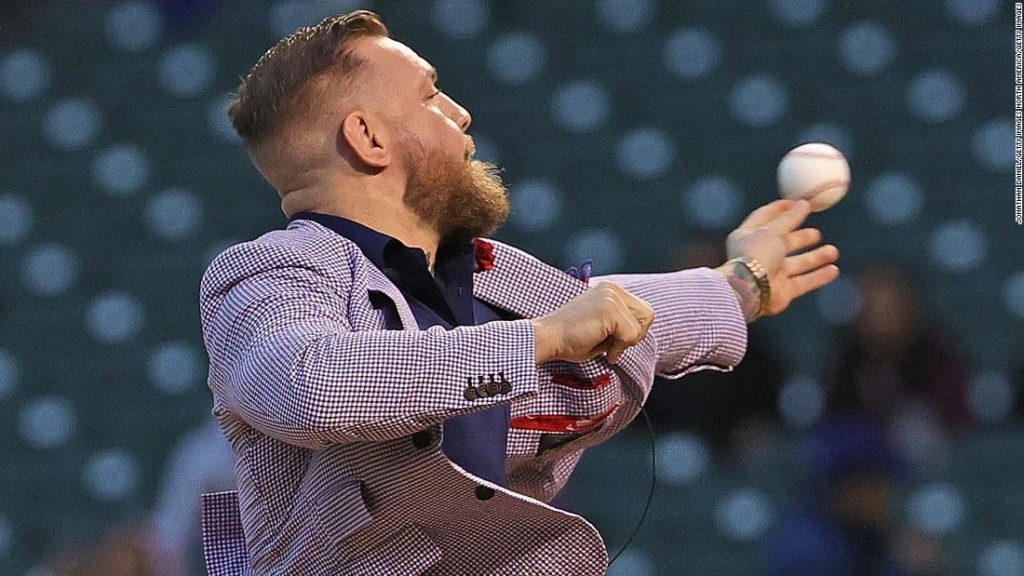 Conor McGregor's ceremonial first pitch at the Cubs game was ... out there
