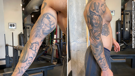 Karout has tattoos on his body  which he says tells his story. 