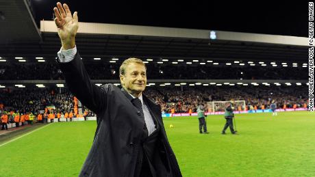 Liverpool legendary player Roger Hunt walks onto the pitch as bagpipes play at Anfield in commemoration of Bill Shankly&#39;s 50th anniversary of being involved at the club during the Premier League match between Liverpool and Wigan Athletic at Anfield on Dec. 16, 2009 in Liverpool, England.  